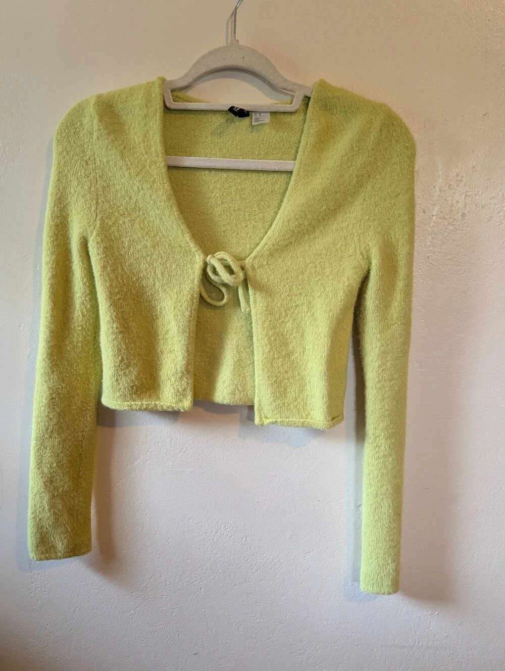 Divided Lime Green Cropped Tie-Front Cardigan Size XS